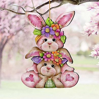 Rustic Bunny Ornaments Handcrafted Easter Spring Decor - Gift Idea by J. Mills-Price