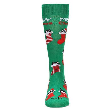 Men's Meowy Christmas Holiday Crew Socks