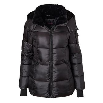 Womens Winter Coat Hooded Plush Lined Quilted Warm Zip Up Puffer Jacket