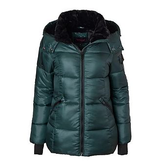 Womens Winter Coat Hooded Plush Lined Quilted Warm Zip Up Puffer Jacket