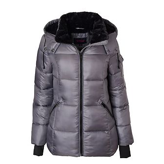 Womens Winter Coat Hooded Plush Lined Quilted Warm Zip Up Puffer Jacket