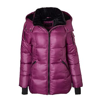 Womens Winter Coat Hooded Plush Lined Quilted Warm Zip Up Puffer Jacket