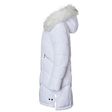 Sportoli Women Quilted Long Winter Coat Faux Fur Trim Plush Lined Hood Puffer Jackets