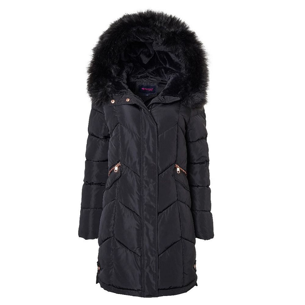 Eloura-Moda Womens Winter Coat With Faux Fur Hood Premium Warmth Cozy Comfort All Weather Outerwear