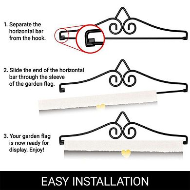 G128 Garden Flag Hanger 14IN & Garden Flag 12x18 IN Happy Valentine's Day Striped Heart