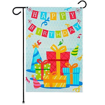 G128 12x18 in Happy Birthday Presents Garden Flag Double Sided Birthday Garden Decoration