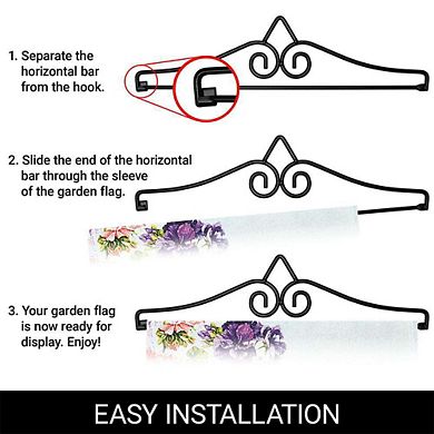 G128 Garden Flag Hanger 14IN & Garden Flag 12x18 IN Welcome Kitten Flowers Double Sided