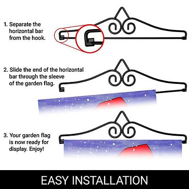 G128 Garden Flag Hanger 14IN & Garden Flag 12x18 IN Hello Winter Gnome Gifts Double Sided