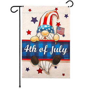 G128 12x18 in 4th of July Gnome Garden Flag Double Sided Independence Day Garden Decoration