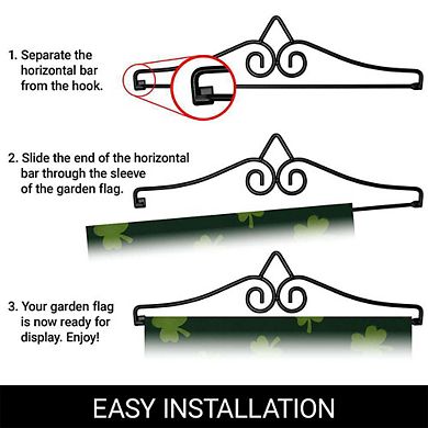 G128 Garden Flag Hanger 14IN & Garden Flag 12x18 IN Happy St. Patrick's Day Plaid Shamrock