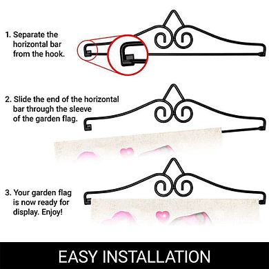 G128 Garden Flag Hanger 14IN & Garden Flag 12x18 IN Happy Valentine's Day Love Gnome Double Sided