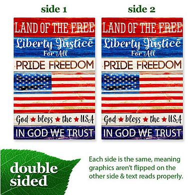 G128 12x18IN Land of the Free Liberty Garden Flag Double Sided Independence Day Garden Decoration