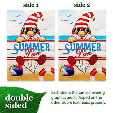 G128 12x18IN Summer Fun Gnome Garden Flag Double Sided Summer Garden Decoration