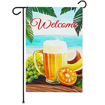 G128 12x18 in Welcome Beach Drink Garden Flag Double Sided Summer Garden Decoration