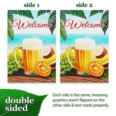 G128 12x18IN Welcome Beach Drink Garden Flag Double Sided Summer Garden Decoration