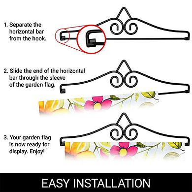 G128 Garden Flag Hanger 14IN & Garden Flag 12x18 IN Sweet Bee Flowers Double Sided