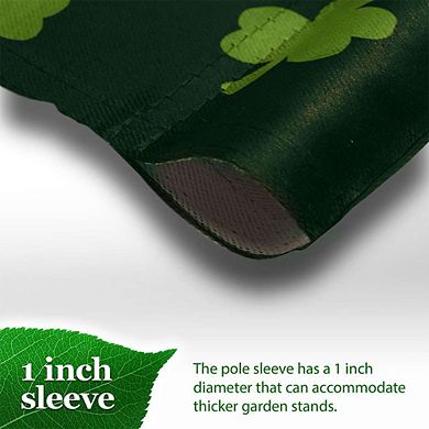 G128 12x18IN Happy St. Patrick’s Day Plaid Shamrock Garden Flag Double Sided Garden Decoration