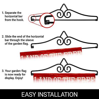 G128 Garden Flag Hanger 14IN & Garden Flag 12x18 IN Land of the Free Liberty Double Sided