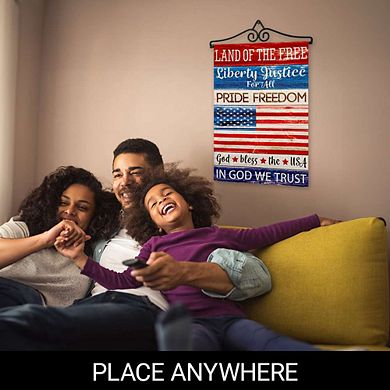 G128 Garden Flag Hanger 14IN & Garden Flag 12x18 IN Land of the Free Liberty Double Sided