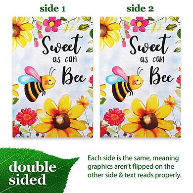 G128 12x18IN Sweet Bee Flowers Garden Flag Double Sided Spring Garden Decoration