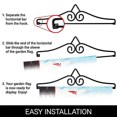 G128 Garden Flag Hanger 14IN & Garden Flag 12x18 IN Welcome Lighthouse Beach Double Sided