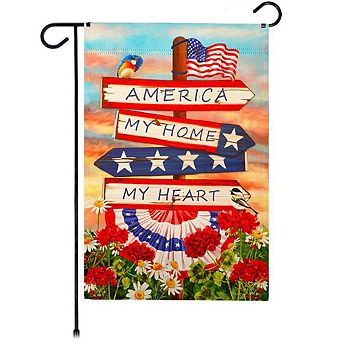 G128 12x18 in America My Home My Heart Garden Flag Double Sided Independence Day Garden Decoration