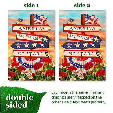 G128 12x18IN America My Home My Heart Garden Flag Double Sided Independence Day Garden Decoration