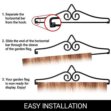 G128 Garden Flag Hanger 14IN & Garden Flag 12x18 IN American Star Flowers
