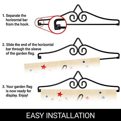 G128 Garden Flag Hanger 14IN & Garden Flag 12x18 IN Welcome Patriotic Gnome Double Sided