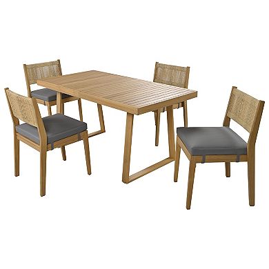 Merax Multi-person Outdoor Acacia Wood Dining Table and Chair Set