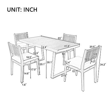 Merax Multi-person Outdoor Acacia Wood Dining Table and Chair Set