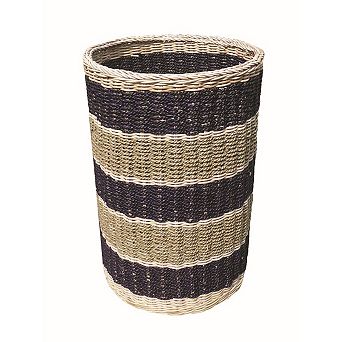 Abaca Stripe Round Tall Basket