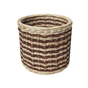 Abaca Stripe Round Storage Basket