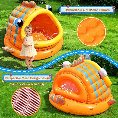 Gold Fish Shade Kiddie Pool Inflatable Beach Pool Tent For Kids Toddlers