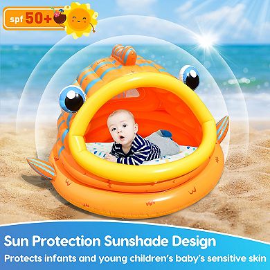 Gold Fish Shade Kiddie Pool Inflatable Beach Pool Tent For Kids Toddlers