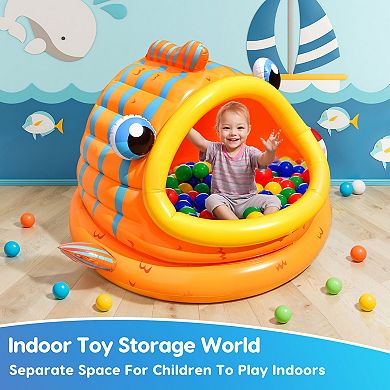 Gold Fish Shade Kiddie Pool Inflatable Beach Pool Tent For Kids Toddlers