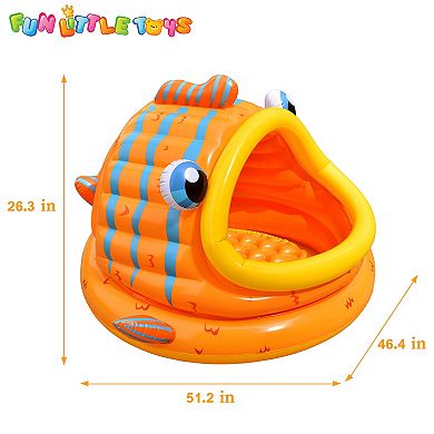 Gold Fish Shade Kiddie Pool Inflatable Beach Pool Tent For Kids Toddlers
