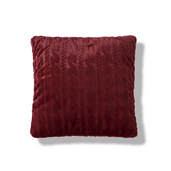 Cuddl Duds® Maroon Cable Faux Fur Throw Pillow