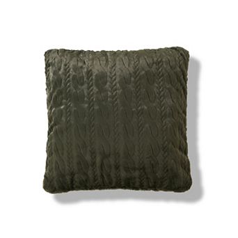 Cuddl Duds® Green Cable Faux Fur Throw Pillow