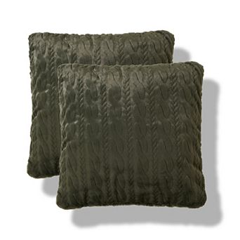 Cuddl Duds® 2 pk Green Cable Faux Fur Throw Pillows