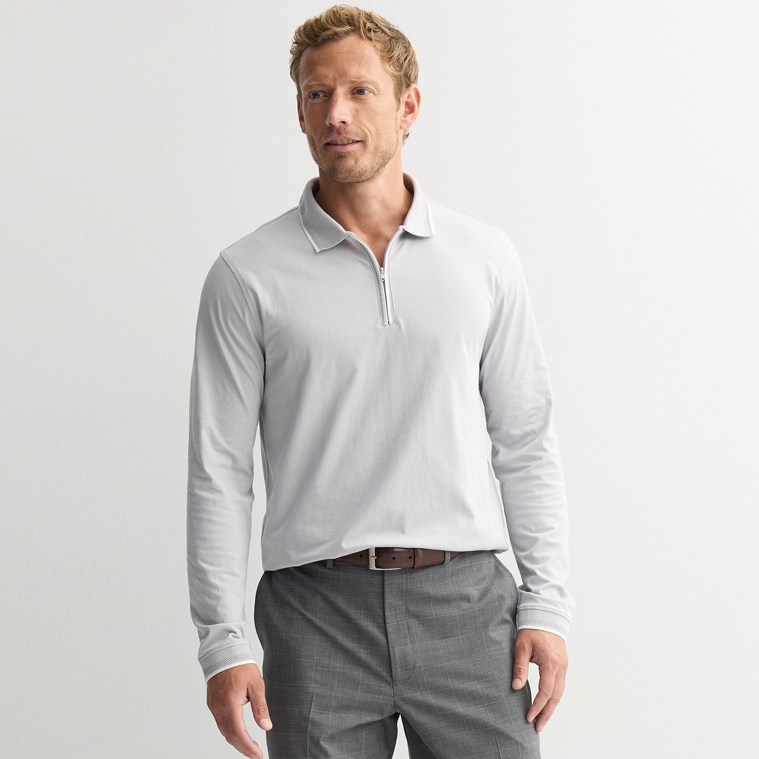 Men's Apt. 9® Long Sleeve Zipper Polo