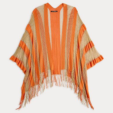 Women's Couture Gems Striped Dual Tone Ruana