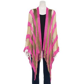 Women's Couture Gems Striped Dual Tone Ruana