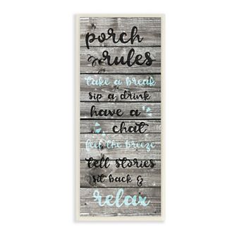 Stupell Home Decor Porch Rules Rustic Blue Sit Back and Relax Plaque Wall Art