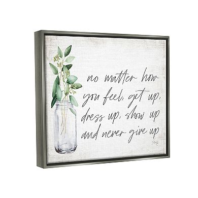 Stupell Home Decor No Matter How You Feel Never Give Up Plants in Mason Jar Canvas Wall Art
