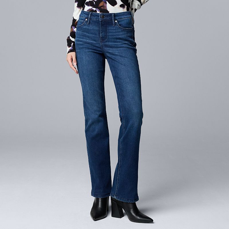 Petite Simply Vera Vera Wang Mid-Rise Bootcut Denim Pants, Women's,