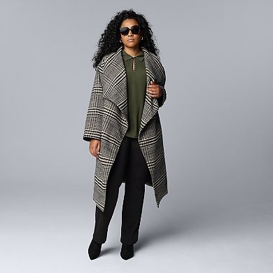 Plus Size Simply Vera Vera Wang Long Sleeve Rivet Popover