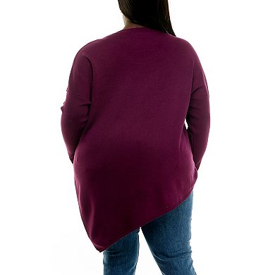 Plus Size Nina Leonard Oversized Floral Pattern Sweater