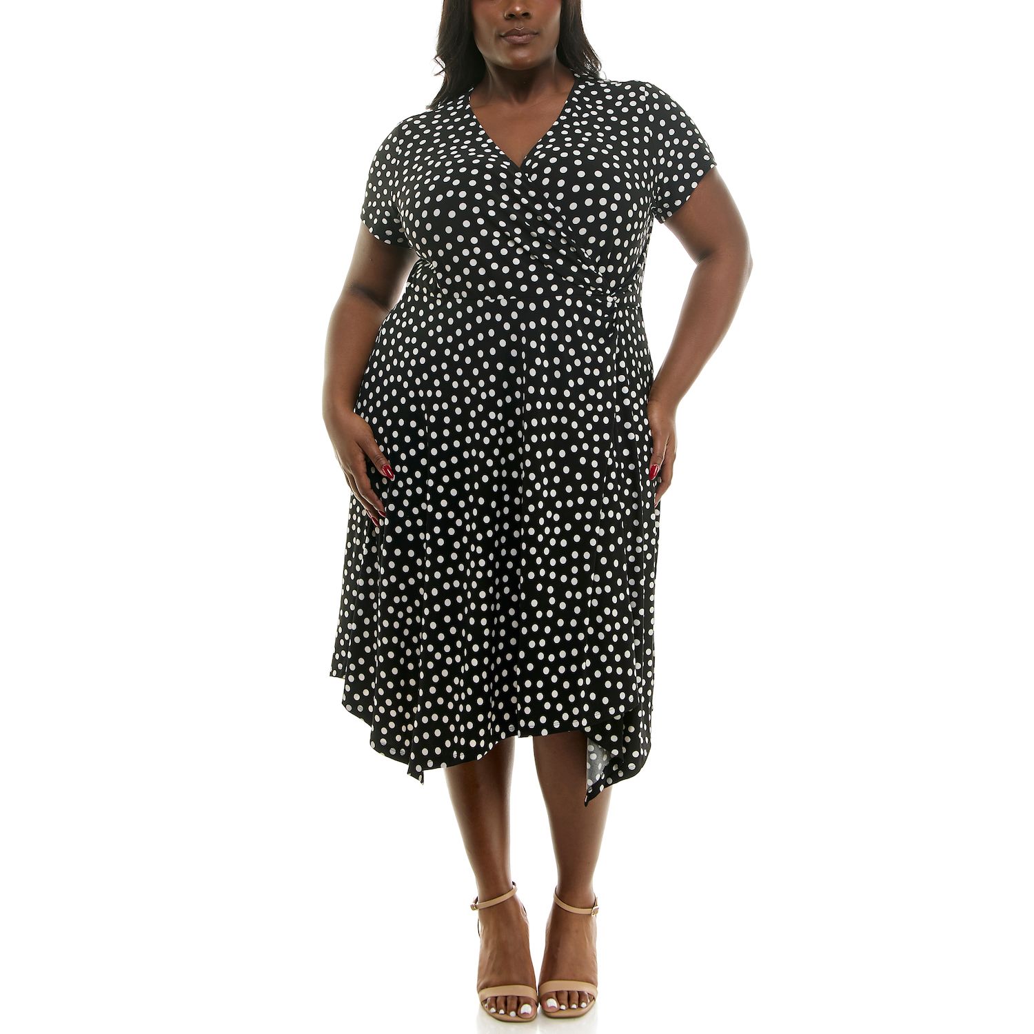 Женские платья Nina Leonard Plus Size Nina Leonard Surplice Uneven Hem Dress