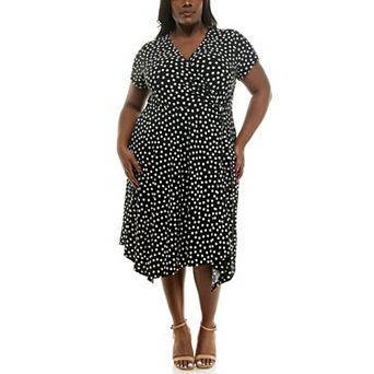 Plus Size Nina Leonard Surplice Uneven Hem Dress